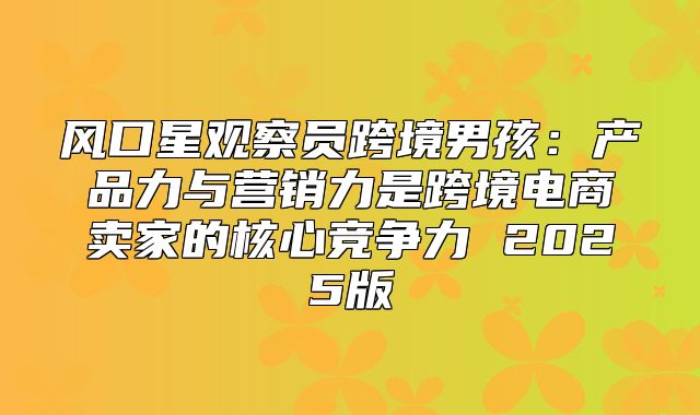 风口星观察员跨境男孩：产品力与营销力是跨境电商卖家的核心竞争力 2025版
