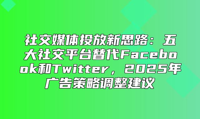 社交媒体投放新思路：五大社交平台替代Facebook和Twitter，2025年广告策略调整建议
