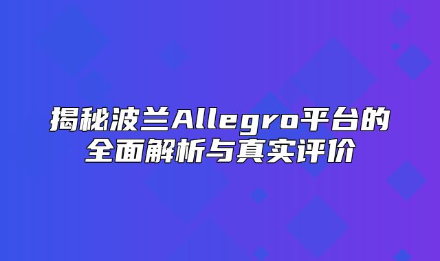 揭秘波兰Allegro平台的全面解析与真实评价
