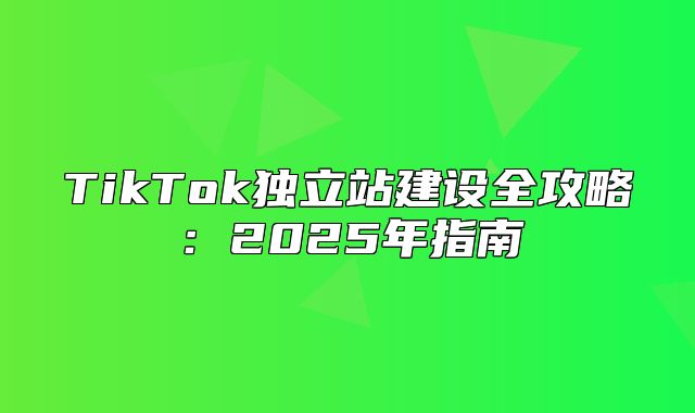 TikTok独立站建设全攻略：2025年指南