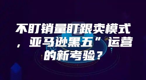 不盯销量盯跟卖模式，亚马逊黑五”运营的新考验？