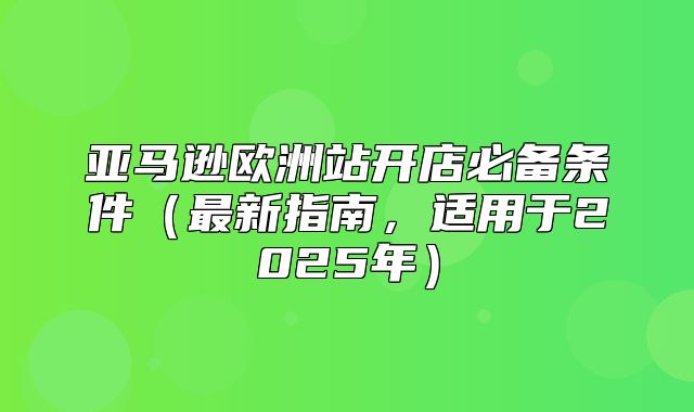 亚马逊欧洲站开店必备条件最新指南，适用于2025年