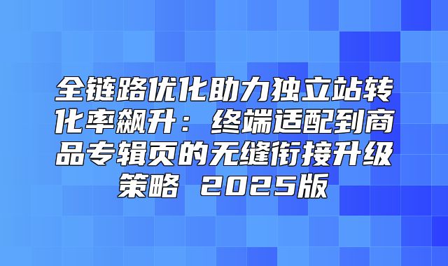 全链路优化助力独立站转化率飙升：终端适配到商品专辑页的无缝衔接升级策略 2025版
