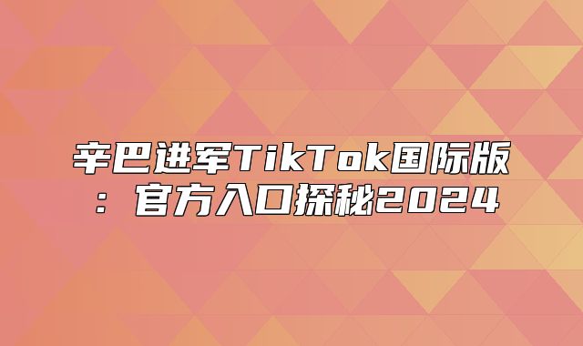 辛巴进军TikTok国际版：官方入口探秘2025