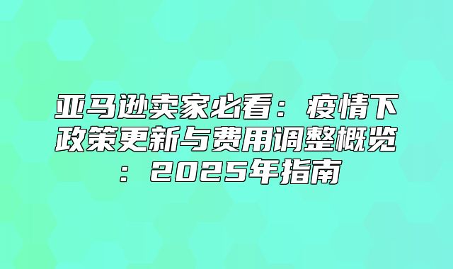 亚马逊卖家必看：疫情下政策更新与费用调整概览：2025年指南