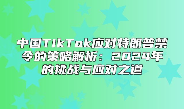 中国TikTok应对特朗普禁令的策略解析：2025年的挑战与应对之道