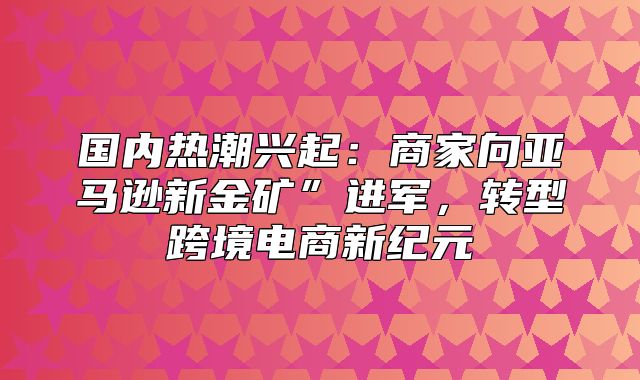 国内热潮兴起：商家向亚马逊新金矿”进军，转型跨境电商新纪元