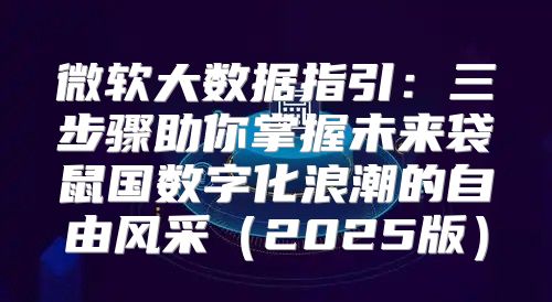 微软大数据指引：三步骤助你掌握未来袋鼠国数字化浪潮的自由风采2025版