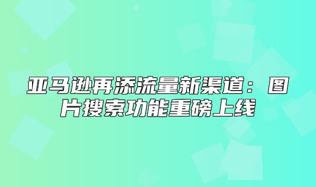 亚马逊再添流量新渠道：图片搜索功能重磅上线