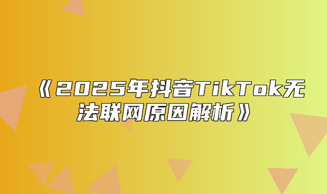 2025年抖音TikTok无法联网原因解析
