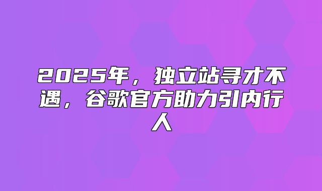 2025年，独立站寻才不遇，谷歌官方助力引内行人