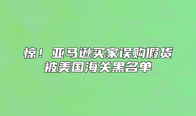 惊！亚马逊买家误购假货被美国海关黑名单