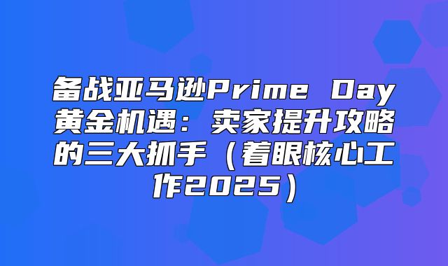 备战亚马逊Prime Day黄金机遇：卖家提升攻略的三大抓手着眼核心工作2025