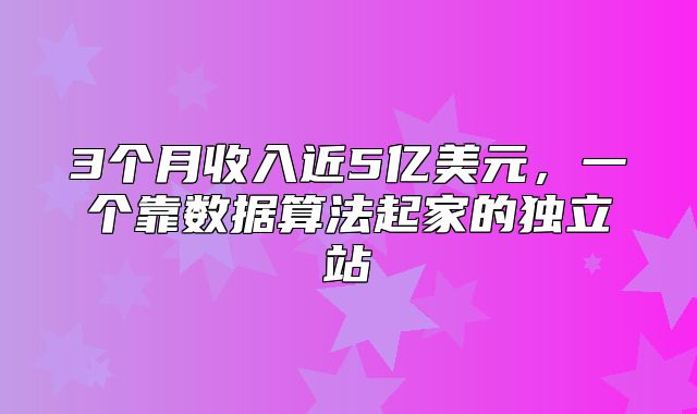 3个月收入近5亿美元，一个靠数据算法起家的独立站