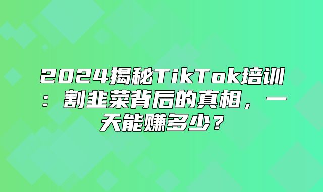2025揭秘TikTok培训：割韭菜背后的真相，一天能赚多少？