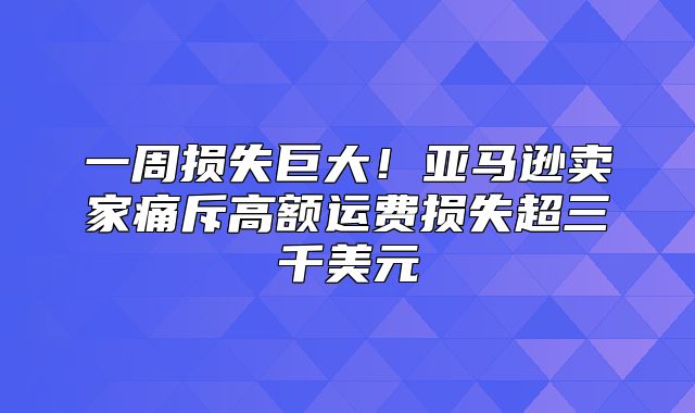 一周损失巨大！亚马逊卖家痛斥高额运费损失超三千美元