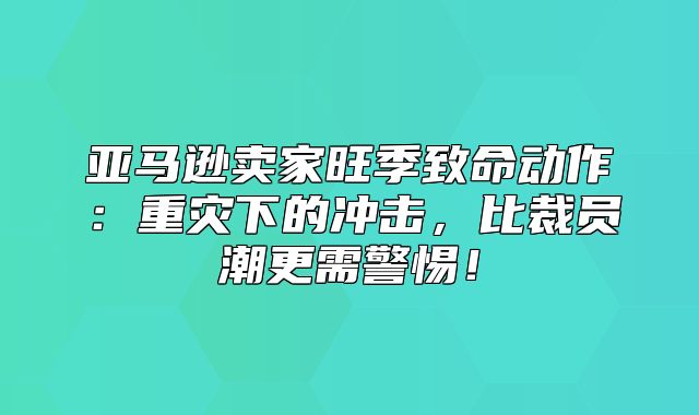 亚马逊卖家旺季致命动作：重灾下的冲击，比裁员潮更需警惕！