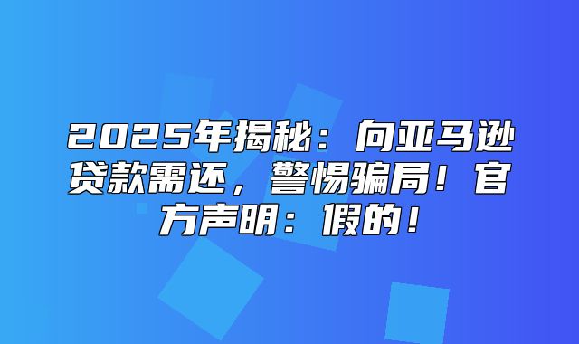2025年揭秘：向亚马逊贷款需还，警惕骗局！官方声明：假的！