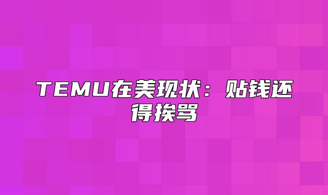 TEMU在美现状：贴钱还得挨骂