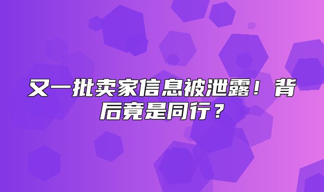 又一批卖家信息被泄露！背后竟是同行？