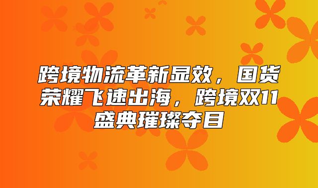 跨境物流革新显效，国货荣耀飞速出海，跨境双11盛典璀璨夺目