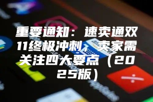 重要通知：速卖通双11终极冲刺，卖家需关注四大要点2025版