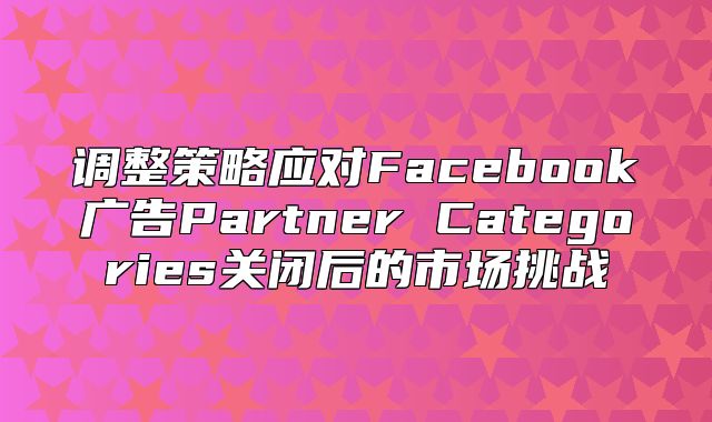 调整策略应对Facebook广告Partner Categories关闭后的市场挑战