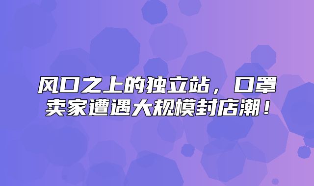 风口之上的独立站，口罩卖家遭遇大规模封店潮！