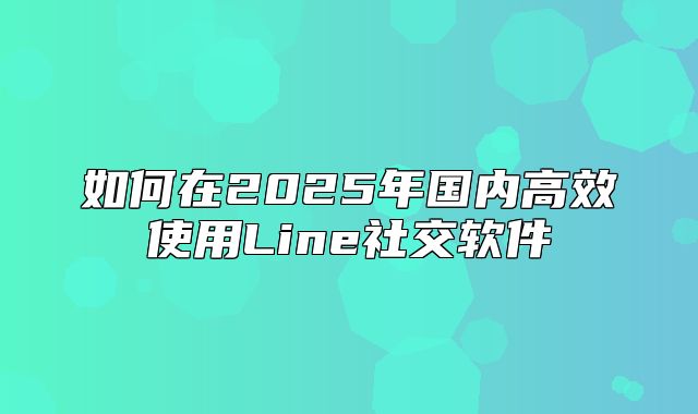 如何在2025年国内高效使用Line社交软件