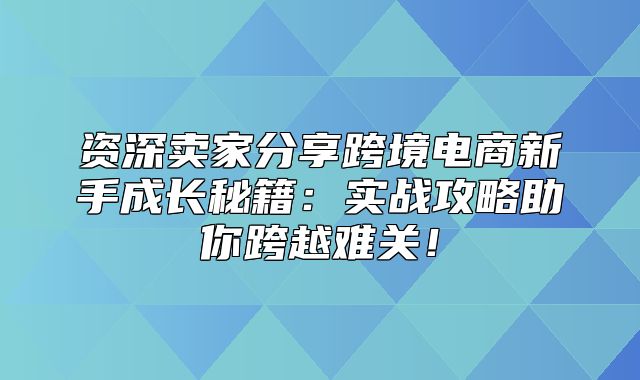 资深卖家分享跨境电商新手成长秘籍：实战攻略助你跨越难关！