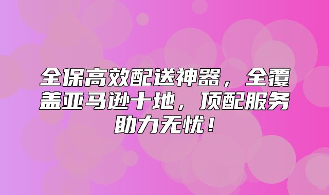 全保高效配送神器，全覆盖亚马逊十地，顶配服务助力无忧！