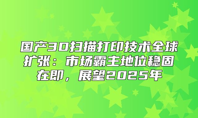 国产3D扫描打印技术全球扩张：市场霸主地位稳固在即，展望2025年