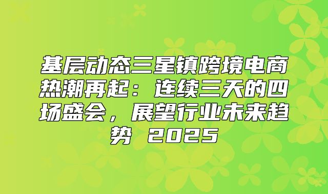 基层动态三星镇跨境电商热潮再起：连续三天的四场盛会，展望行业未来趋势 2025