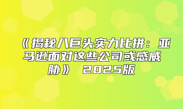 揭秘八巨头实力比拼：亚马逊面对这些公司或感威胁2025版