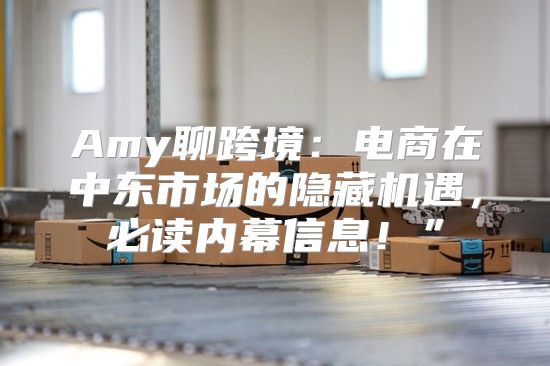 Amy聊跨境：电商在中东市场的隐藏机遇，必读内幕信息！”