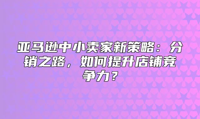 亚马逊中小卖家新策略：分销之路，如何提升店铺竞争力？