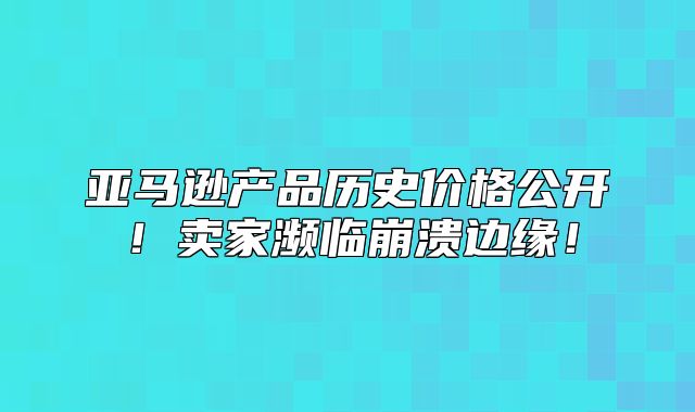 亚马逊产品历史价格公开！卖家濒临崩溃边缘！