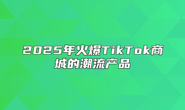 2025年火爆TikTok商城的潮流产品