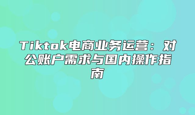 Tiktok电商业务运营：对公账户需求与国内操作指南