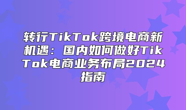 转行TikTok跨境电商新机遇：国内如何做好TikTok电商业务布局2025指南
