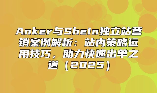 Anker与SheIn独立站营销案例解析：站内策略运用技巧，助力快速出单之道2025