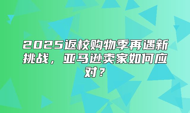 2025返校购物季再遇新挑战，亚马逊卖家如何应对？