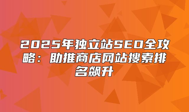 2025年独立站SEO全攻略：助推商店网站搜索排名飙升