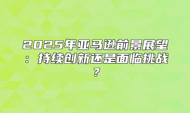 2025年亚马逊前景展望：持续创新还是面临挑战？