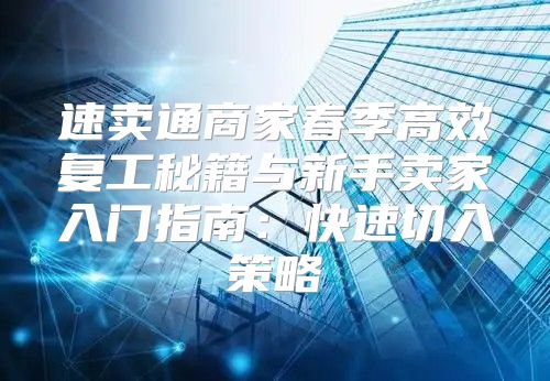 速卖通商家春季高效复工秘籍与新手卖家入门指南：快速切入策略