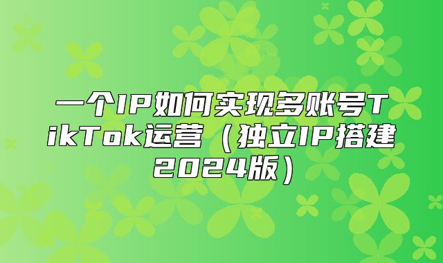 一个IP如何实现多账号TikTok运营独立IP搭建2025版
