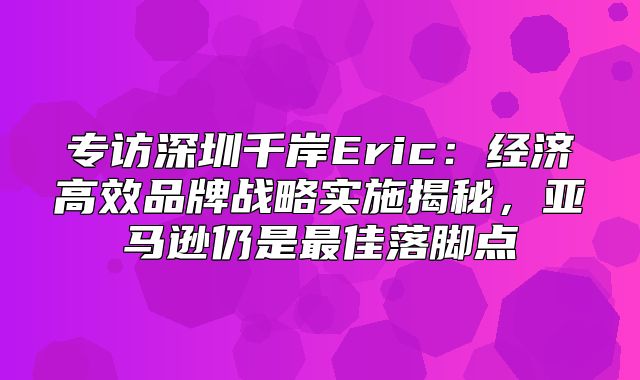 专访深圳千岸Eric：经济高效品牌战略实施揭秘，亚马逊仍是最佳落脚点