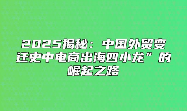 2025揭秘：中国外贸变迁史中电商出海四小龙”的崛起之路