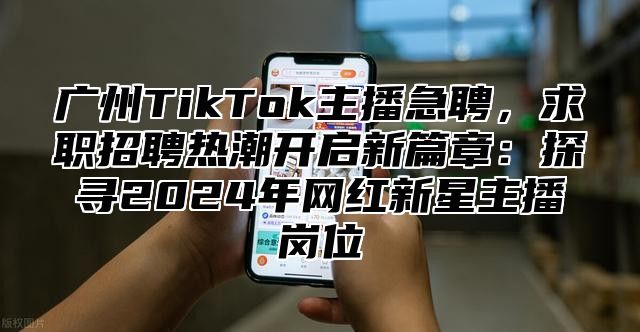 广州TikTok主播急聘，求职招聘热潮开启新篇章：探寻2025年网红新星主播岗位