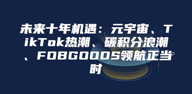未来十年机遇：元宇宙、TikTok热潮、碳积分浪潮、FOBGOODS领航正当时